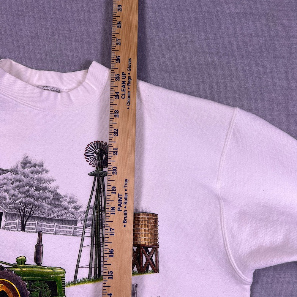 Oneita VTG Farm Tractor Graphic Sweatshirt Mens Large White USA Made Crewneck - Picture 7 of 9